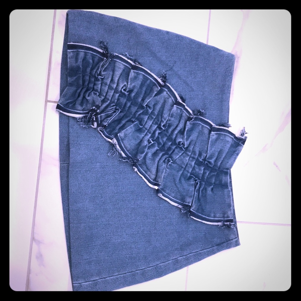 Zara Denim Ruffle Skirt